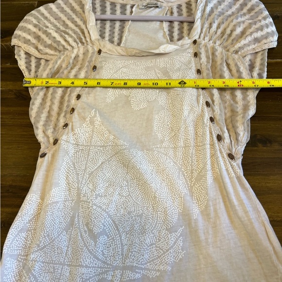 Angels Never Die Vintage Y2K Top Sheer Lace Cottagecore Fairy Cream Beaded M - Picture 3 of 11
